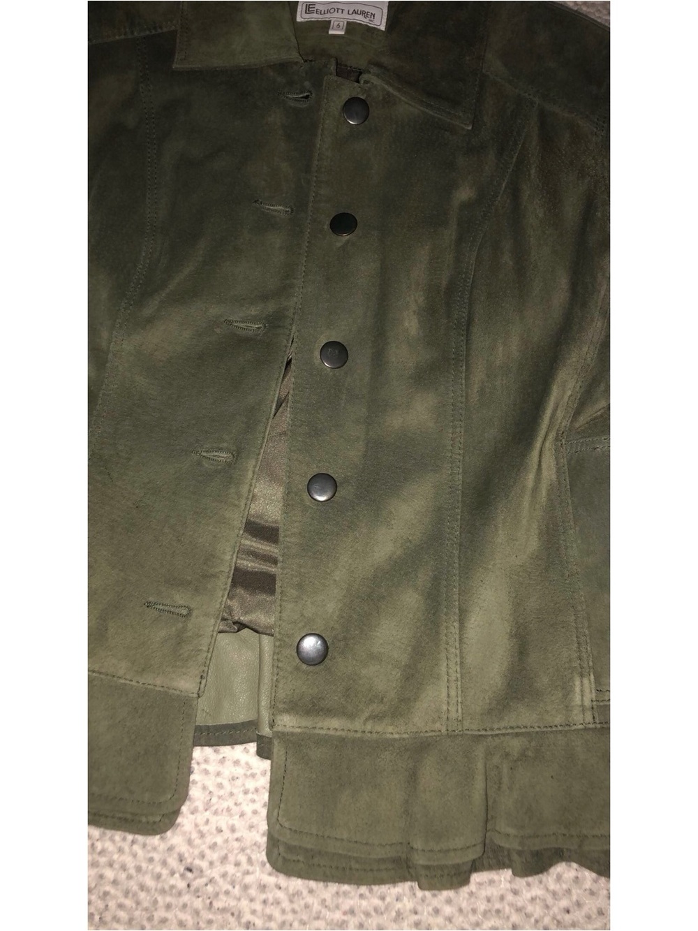 moss green suede peplum jacket - Picture 2 of 4